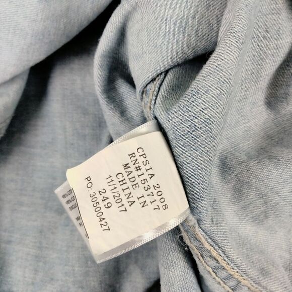 Adriano Goldschmied Denim Shirt Youth Boys Small Blue Distressed Button Up AG - Picture 9 of 11